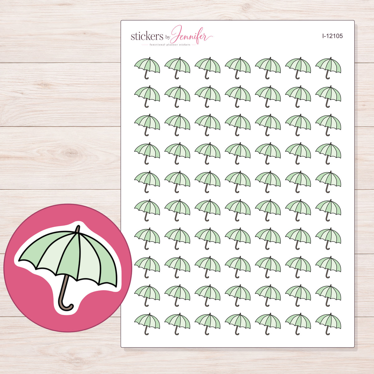 I-12105 planner sticker sheet with enlarged sticker detail