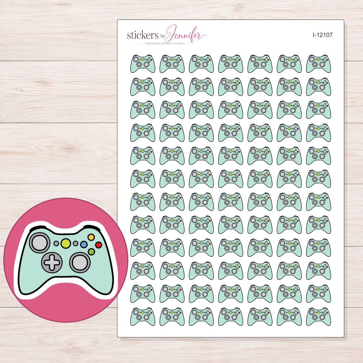 I-12107 planner sticker sheet with enlarged sticker detail