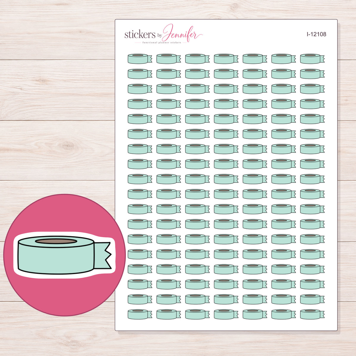 I-12108 planner sticker sheet with enlarged sticker detail