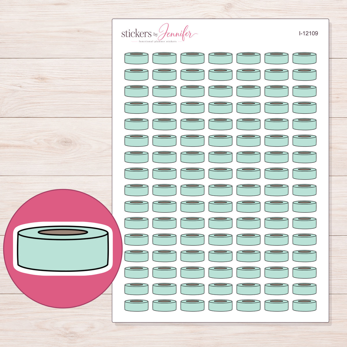 I-12109 planner sticker sheet with enlarged sticker detail