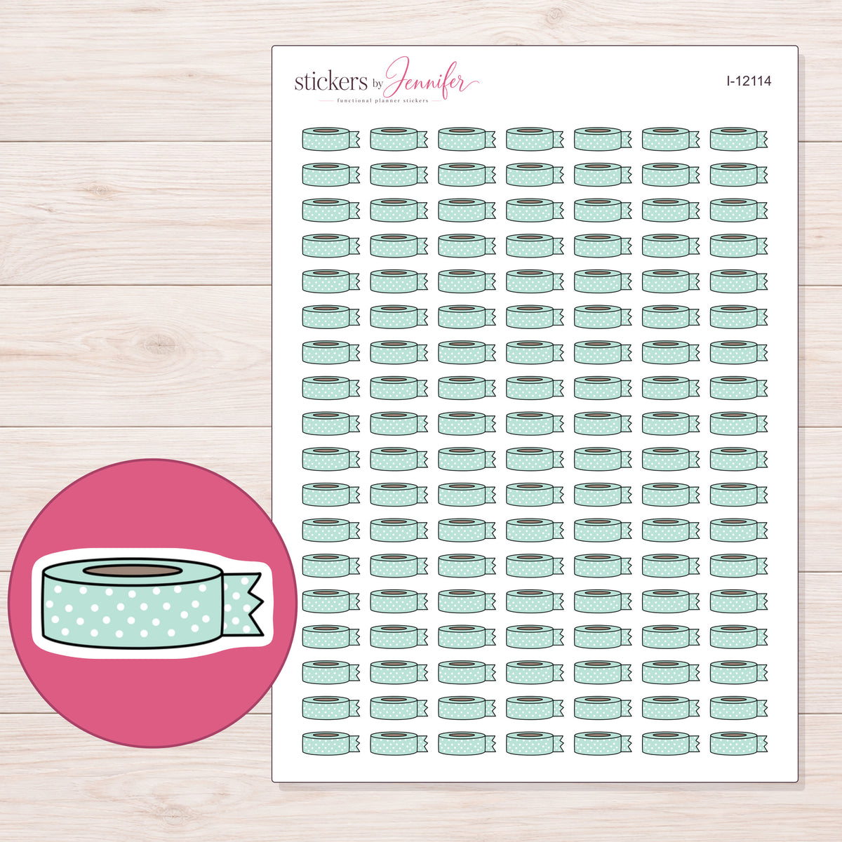 I-12114 planner sticker sheet with enlarged sticker detail