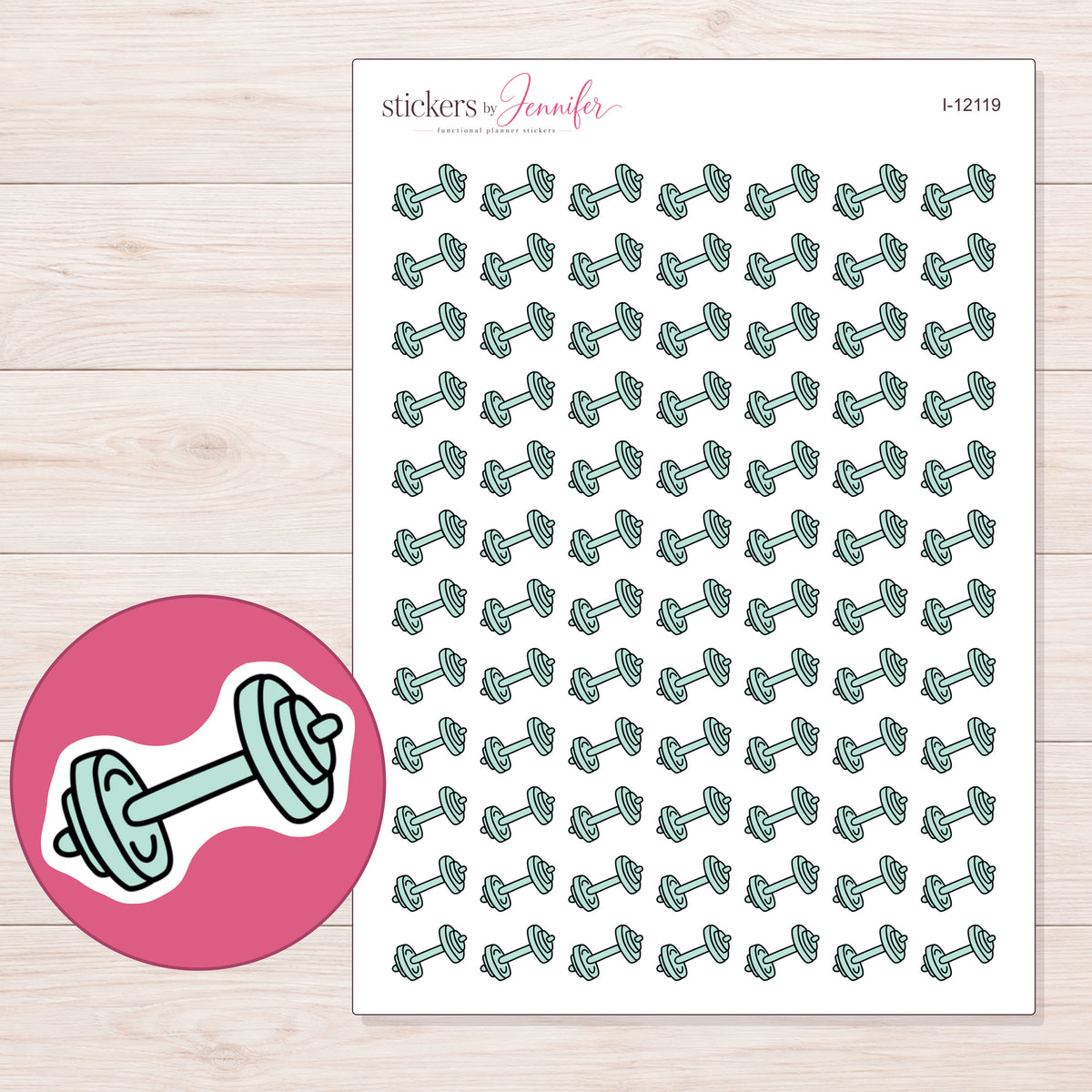 I-12119 planner sticker sheet with enlarged sticker detail