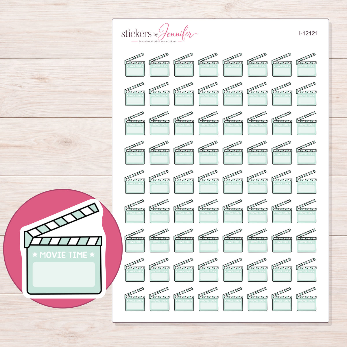 I-12121 planner sticker sheet with enlarged sticker detail