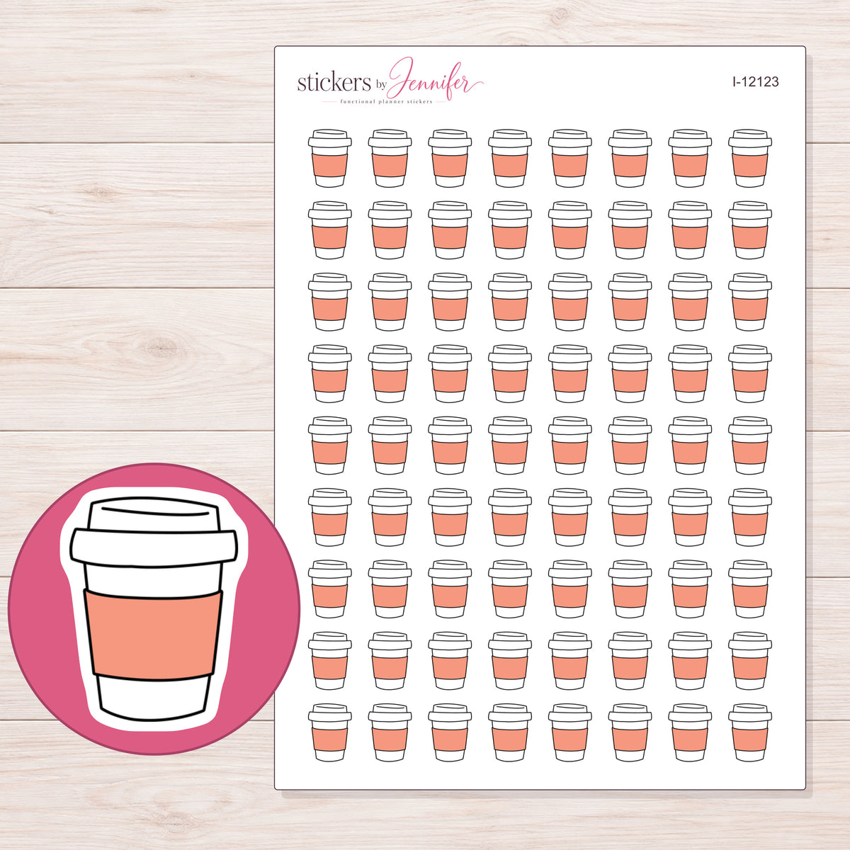 I-12123 planner sticker sheet with enlarged sticker detail