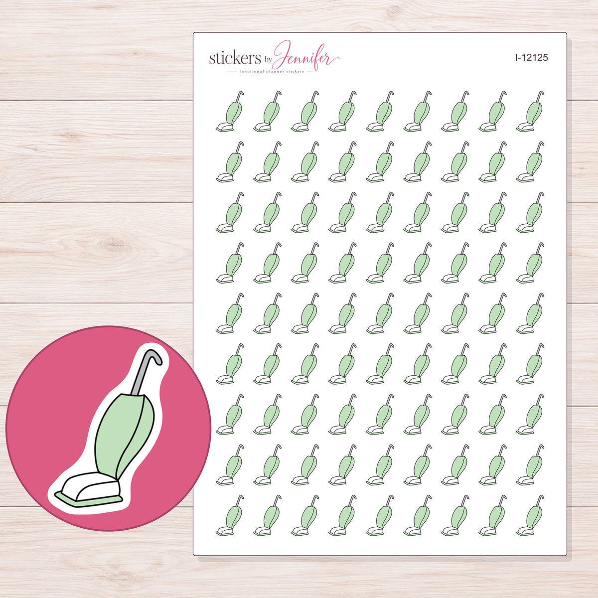 I-12125 planner sticker sheet with enlarged sticker detail
