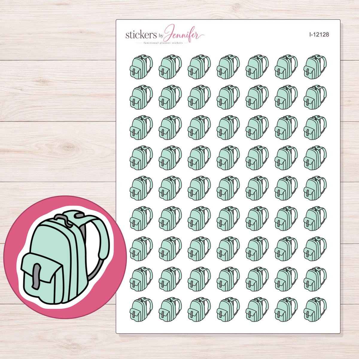 I-12128 planner sticker sheet with enlarged sticker detail