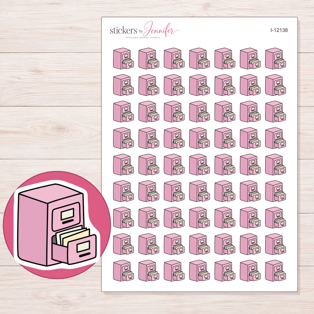 I-12138 planner sticker sheet with enlarged sticker detail