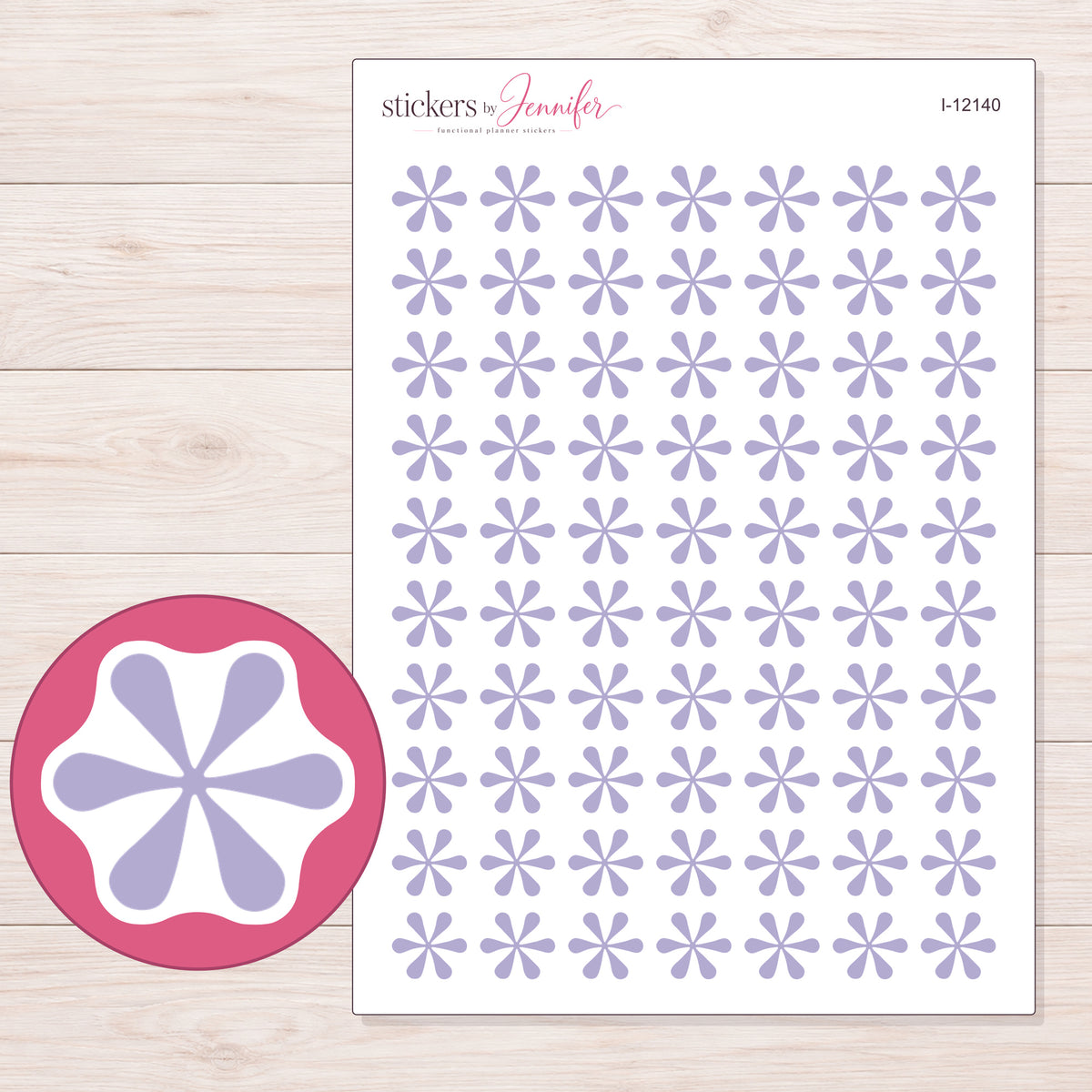 I-12140 planner sticker sheet with enlarged sticker detail