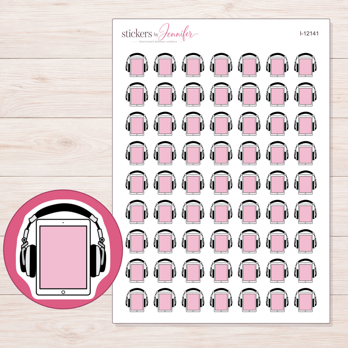 I-12141 planner sticker sheet with enlarged sticker detail