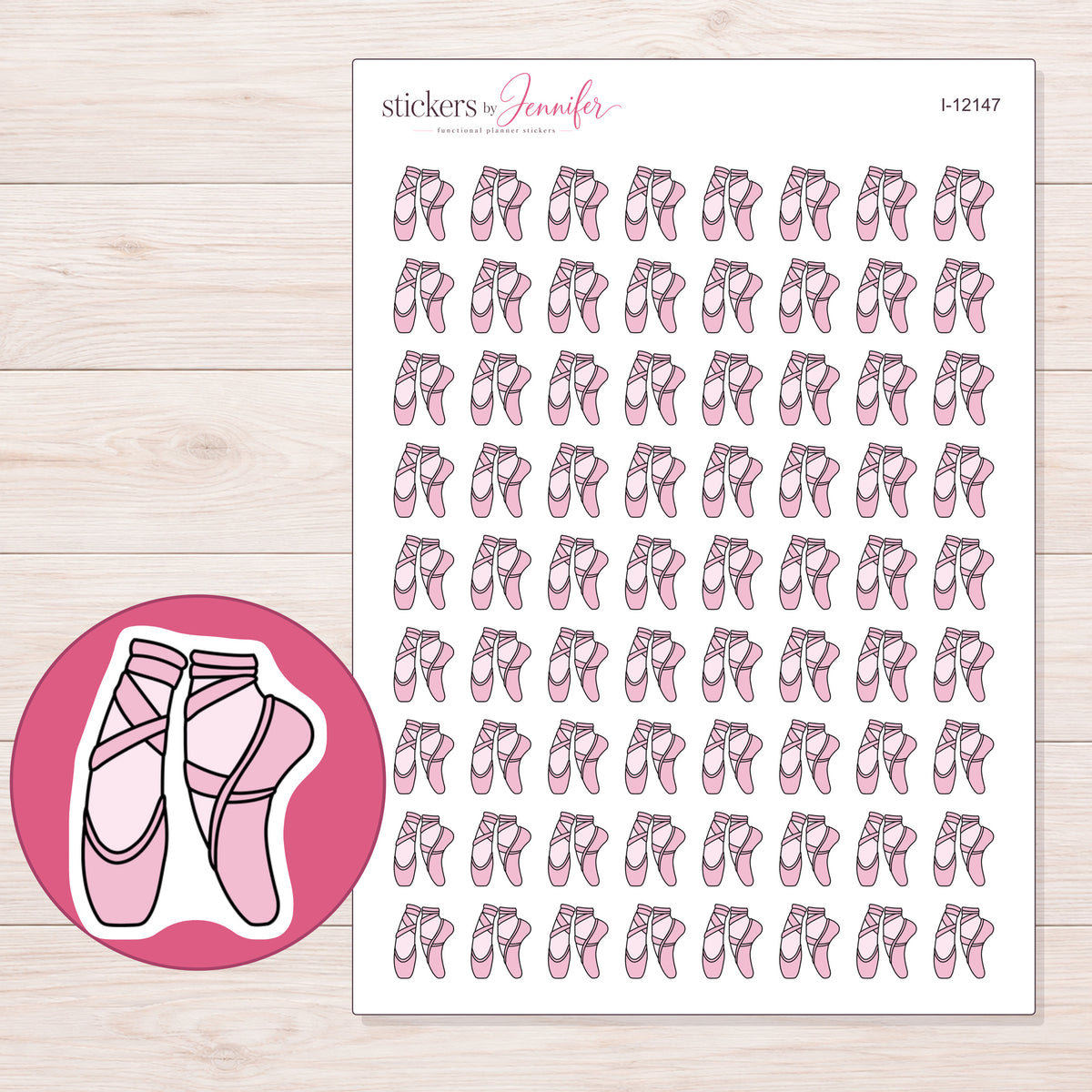 I-12147 planner sticker sheet with enlarged sticker detail