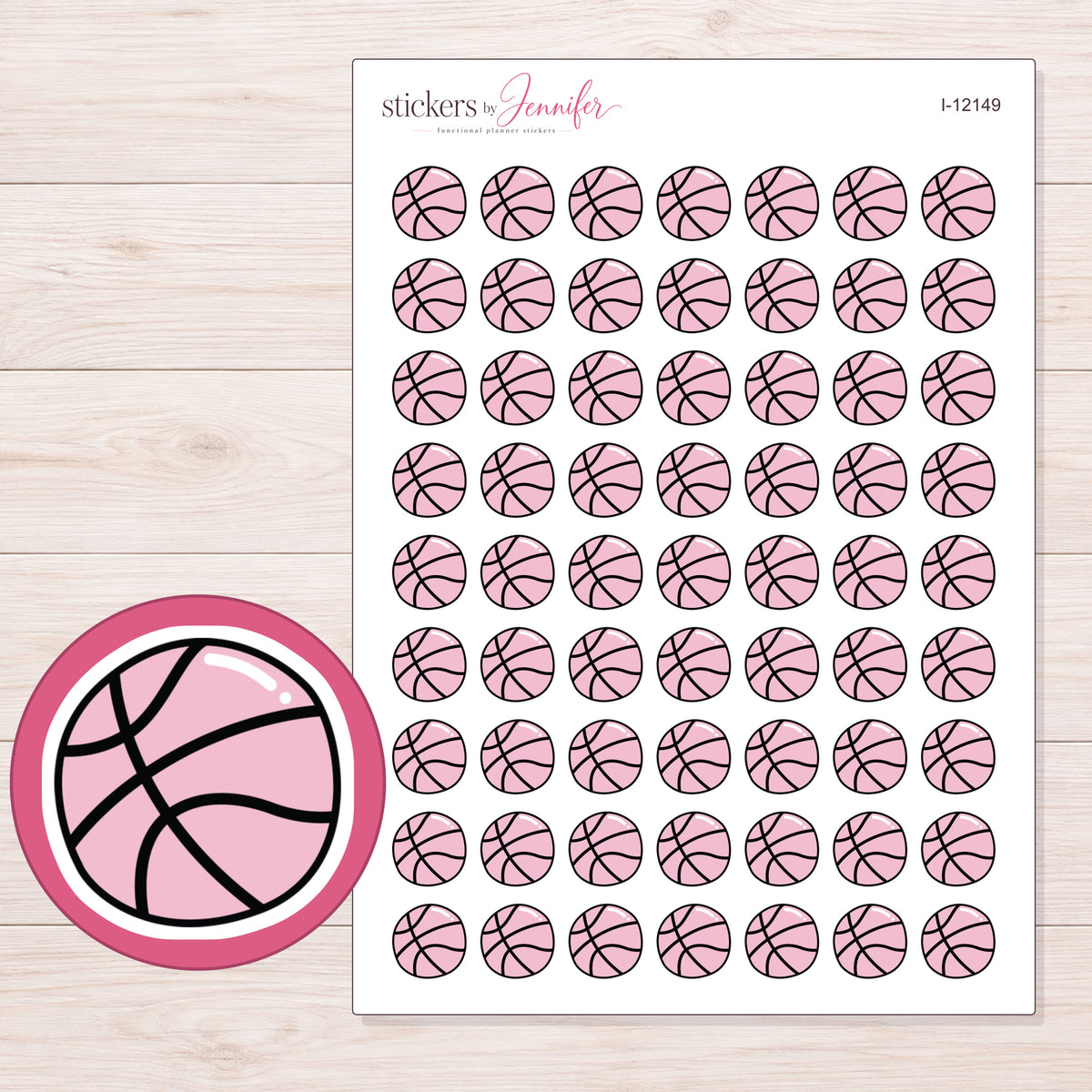 I-12149 planner sticker sheet with enlarged sticker detail