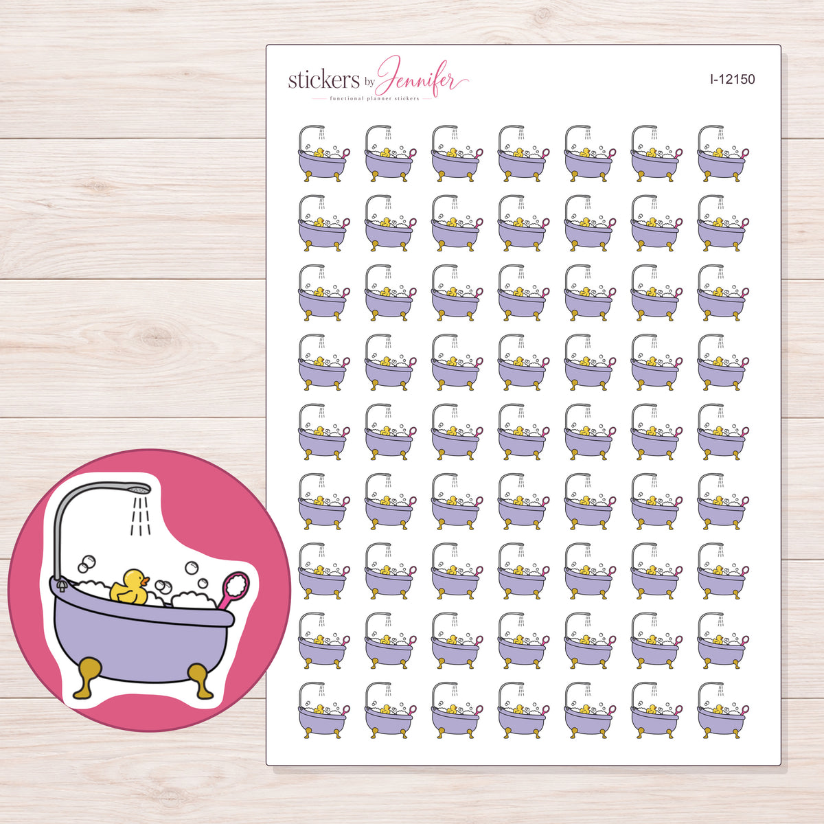 I-12150 planner sticker sheet with enlarged sticker detail
