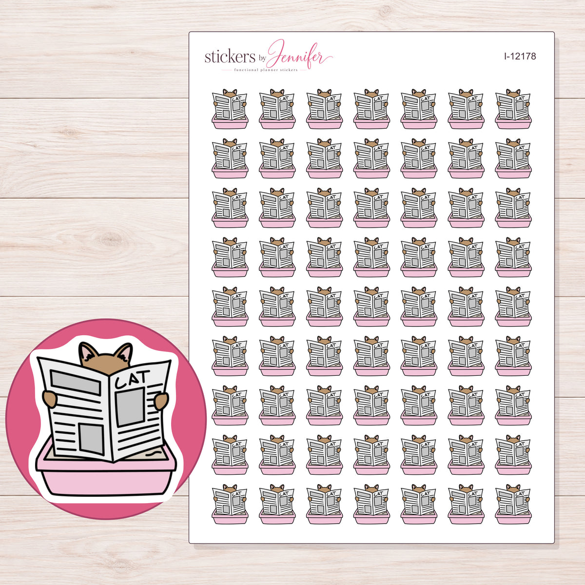I-12178 planner sticker sheet with enlarged sticker detail