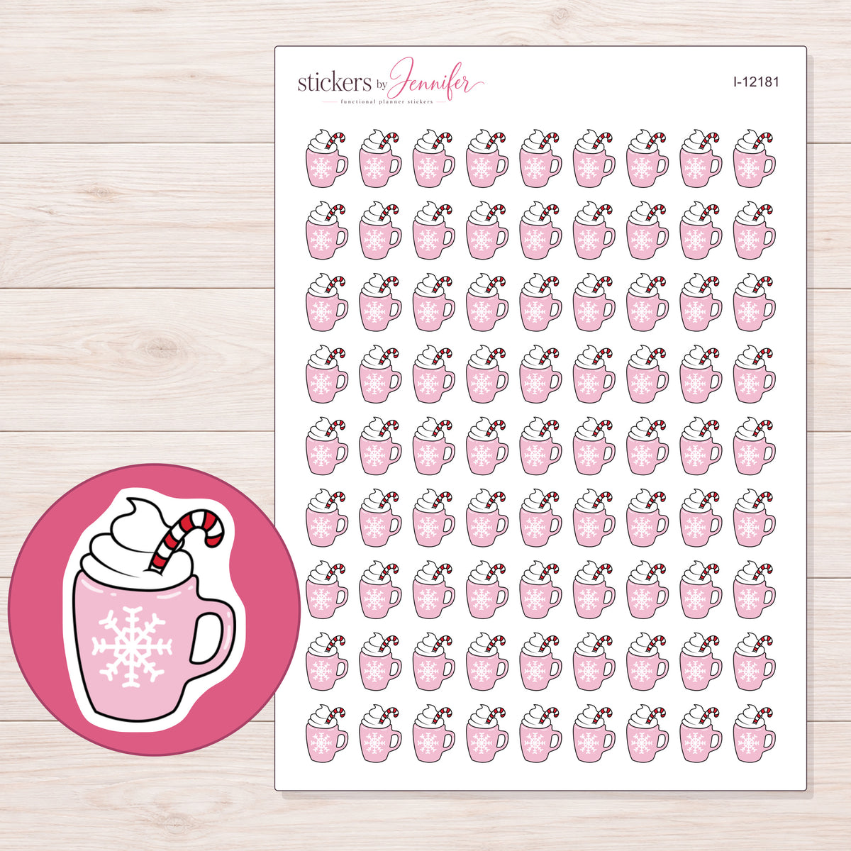 I-12181 planner sticker sheet with enlarged sticker detail