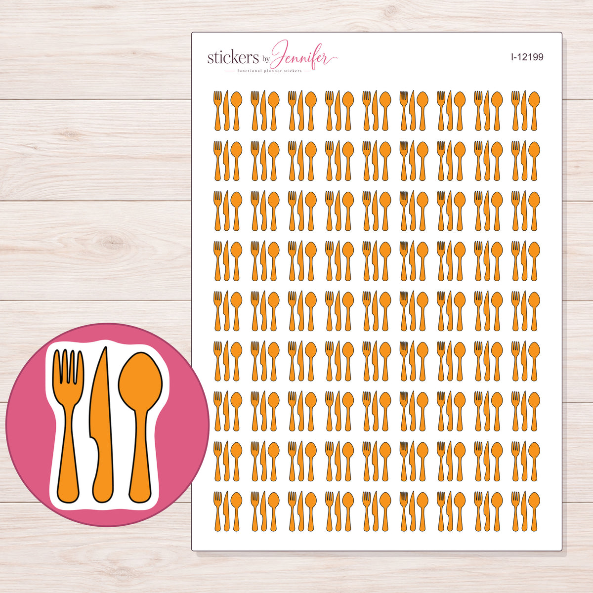 I-12199 planner sticker sheet with enlarged sticker detail