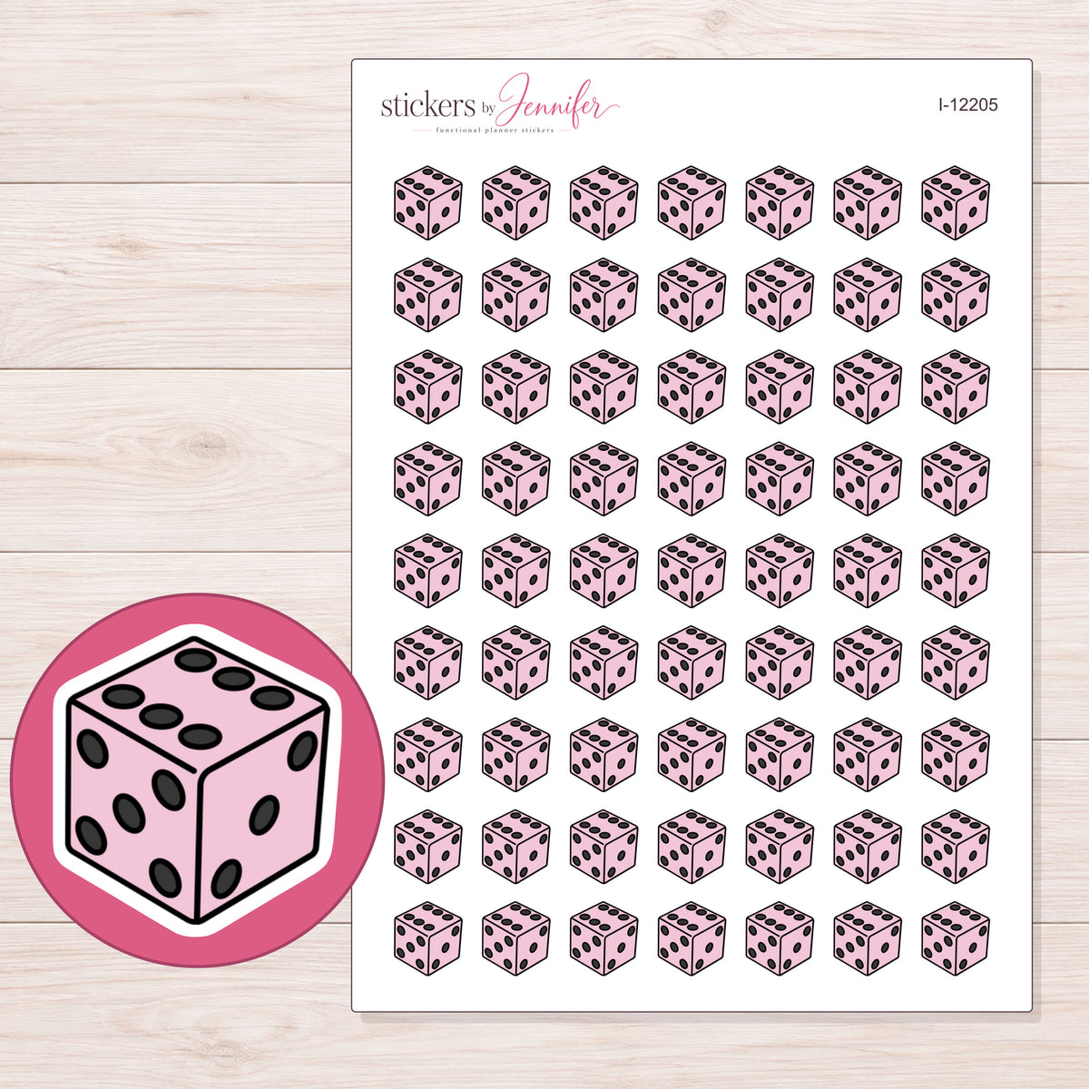 I-12205 planner sticker sheet with enlarged sticker detail