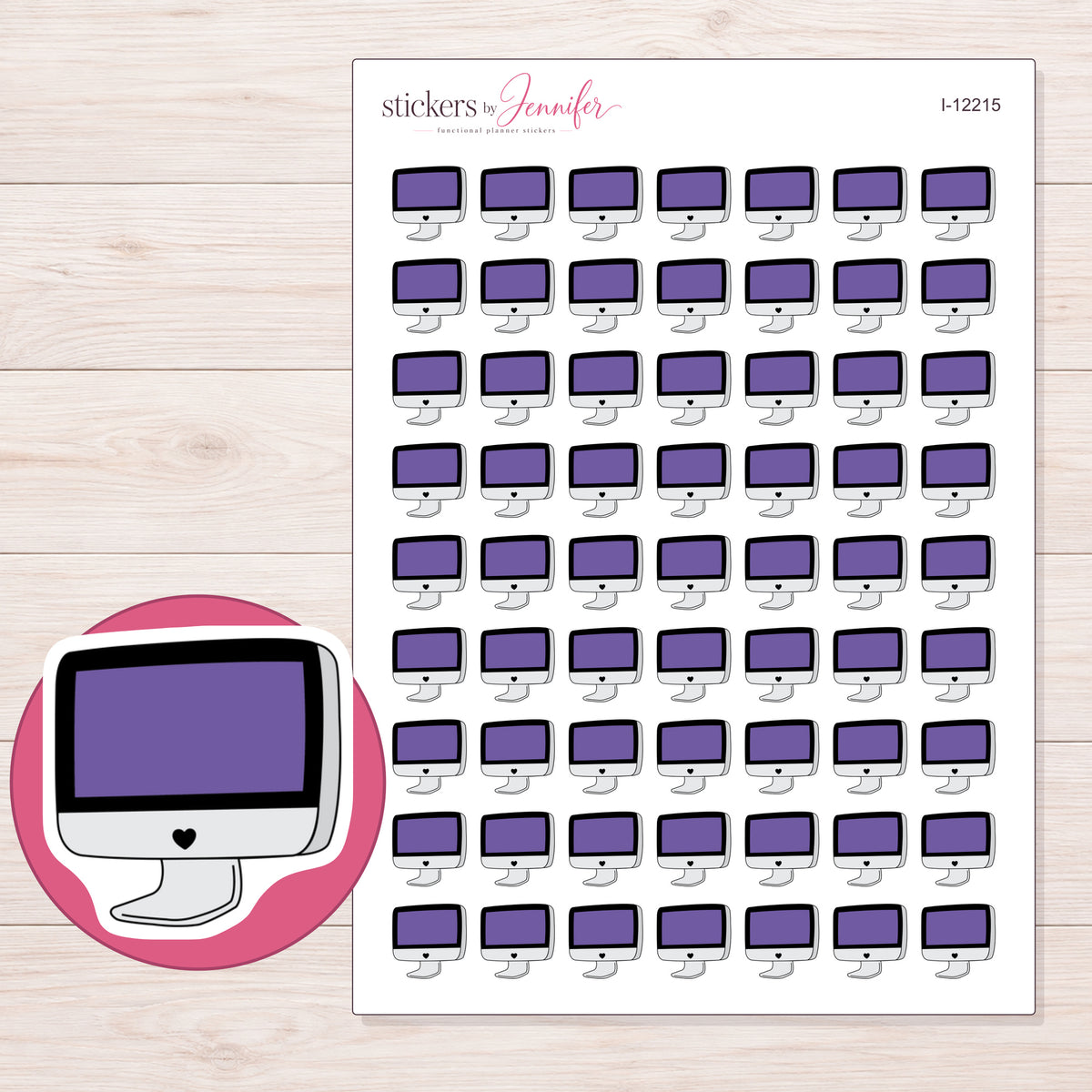 I-12215 planner sticker sheet with enlarged sticker detail