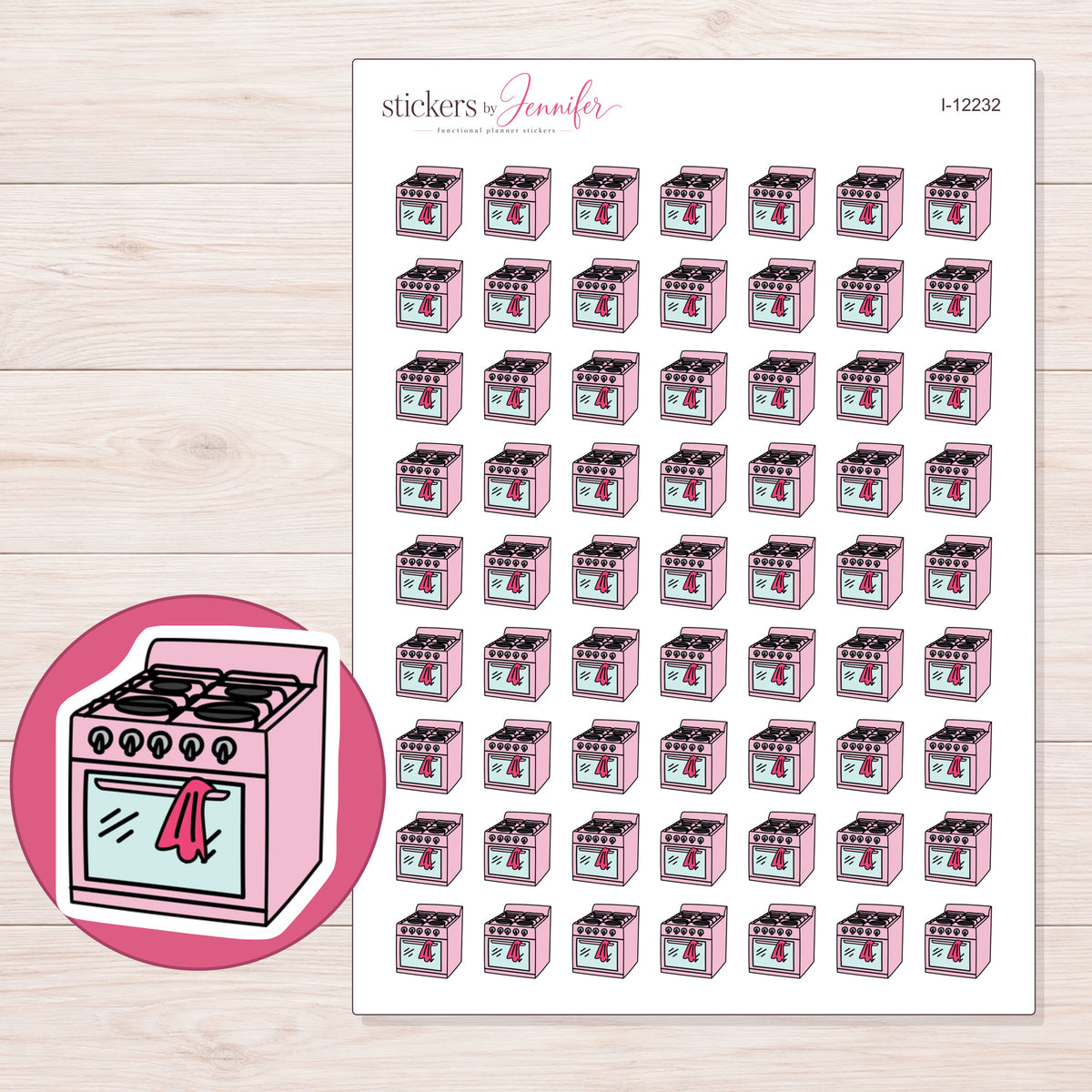 I-12232 planner sticker sheet with enlarged sticker detail