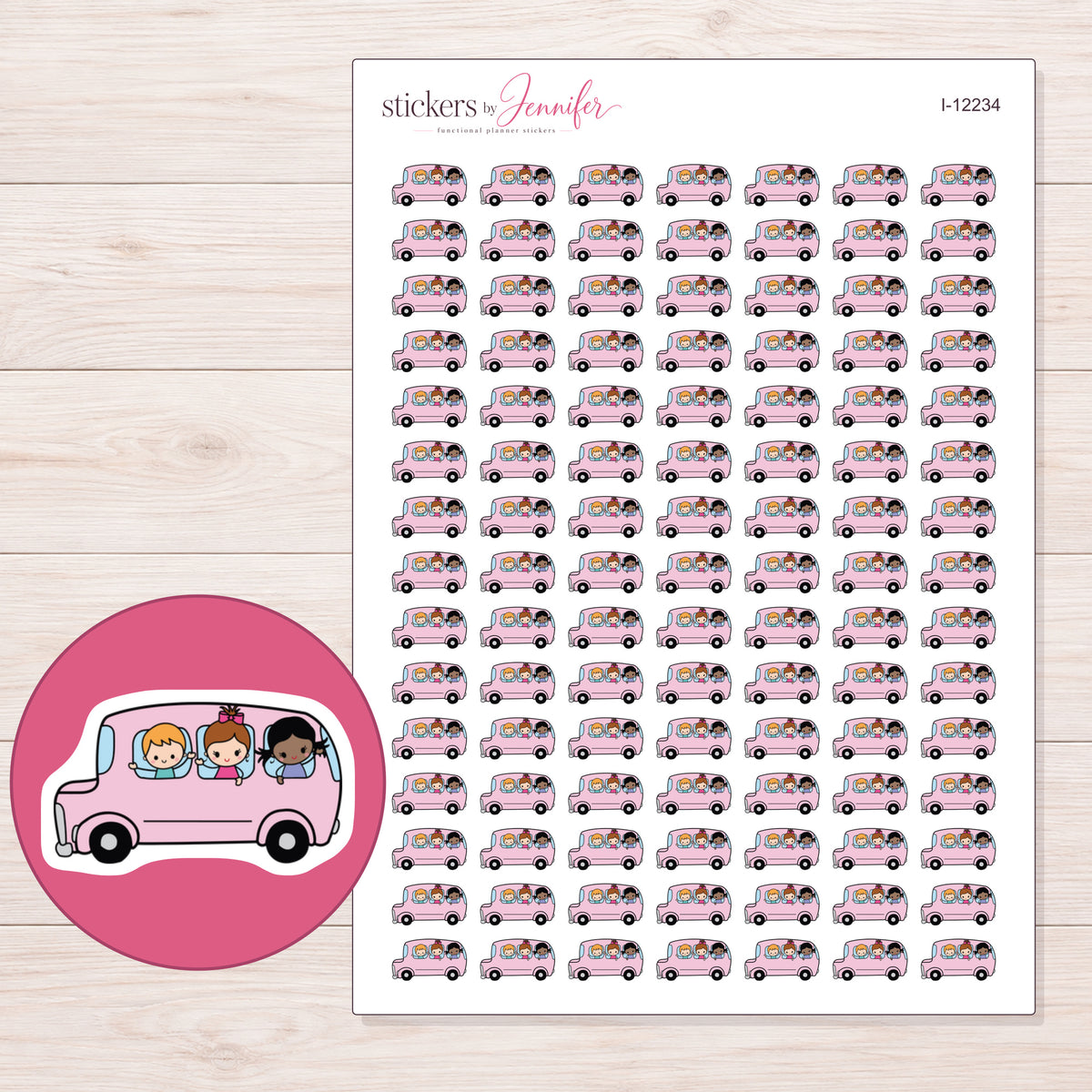 I-12234 planner sticker sheet with enlarged sticker detail