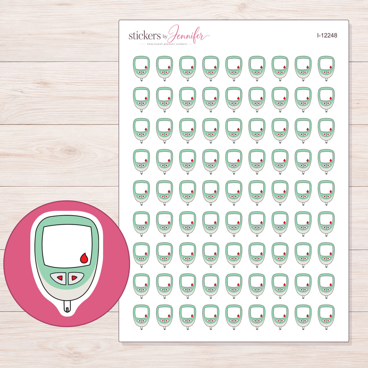 I-12248 planner sticker sheet with enlarged sticker detail