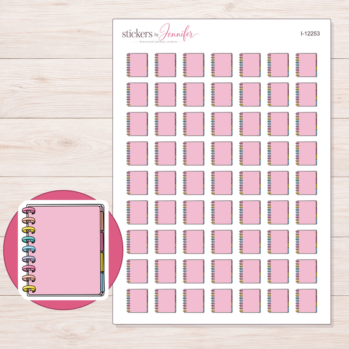 I-12253 planner sticker sheet with enlarged sticker detail