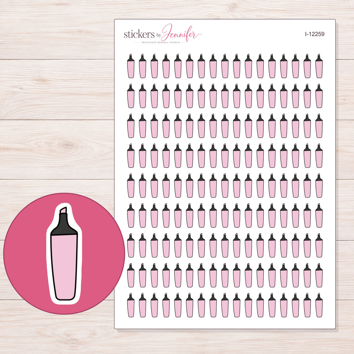 I-12259 planner sticker sheet with enlarged sticker detail