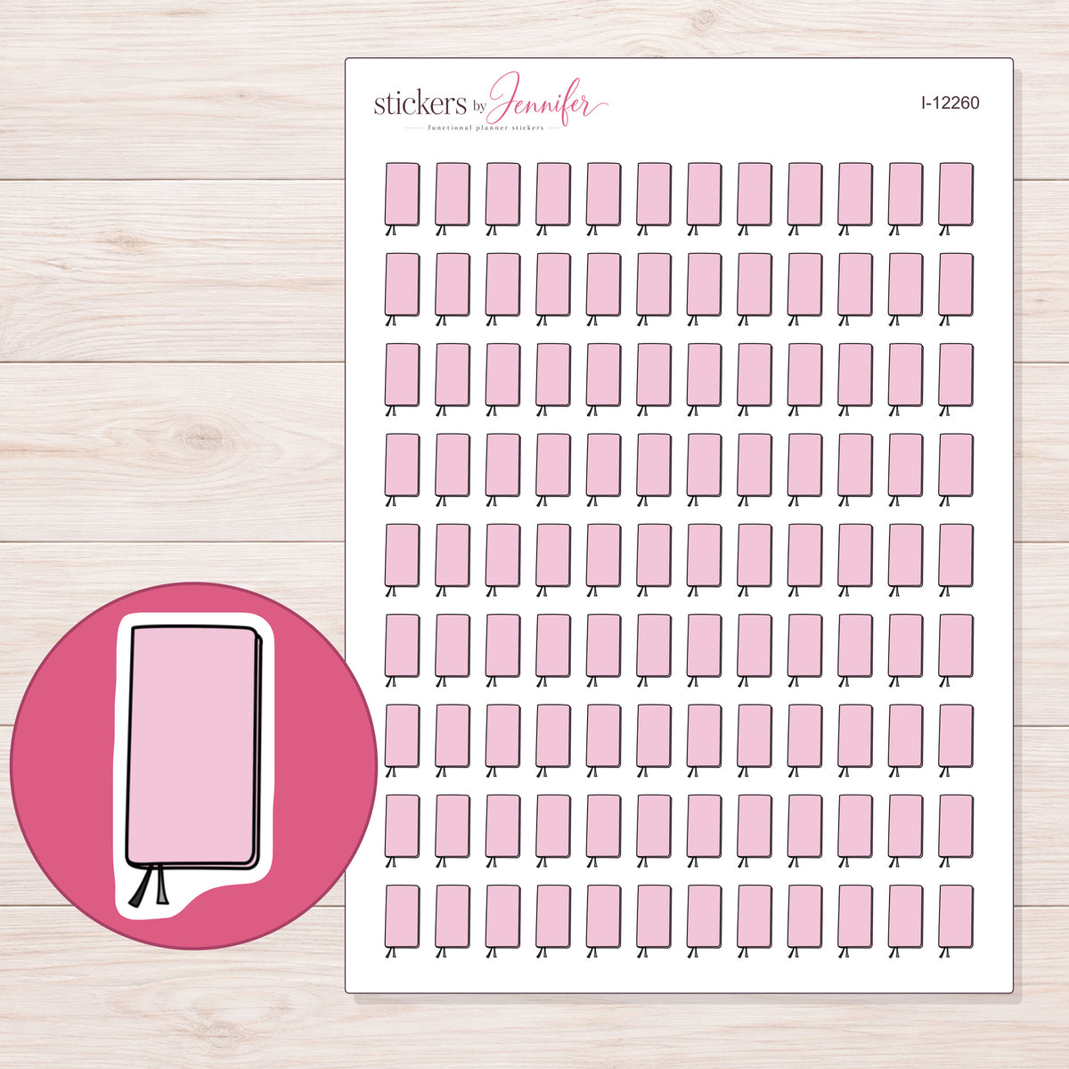 I-12260 planner sticker sheet with enlarged sticker detail