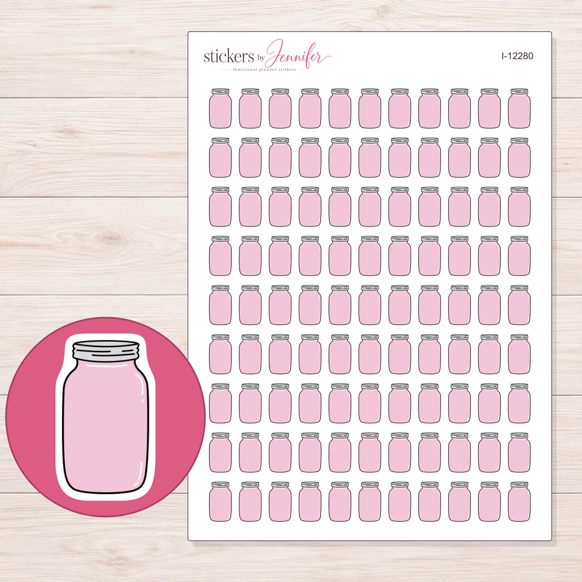 I-12280 planner sticker sheet with enlarged sticker detail
