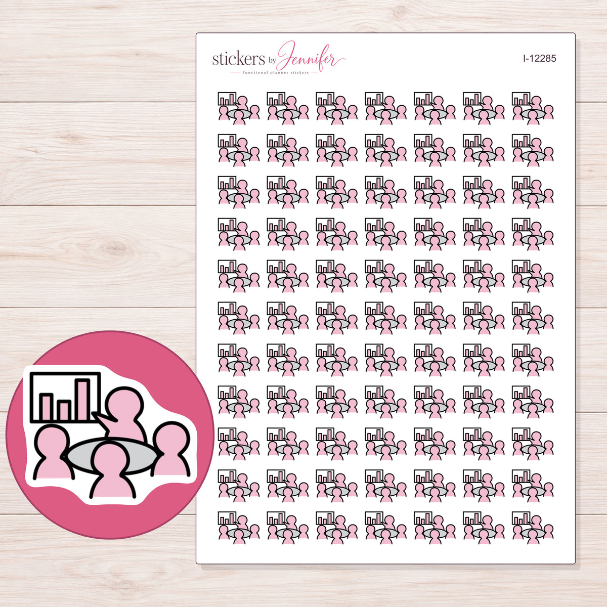 I-12285 planner sticker sheet with enlarged sticker detail
