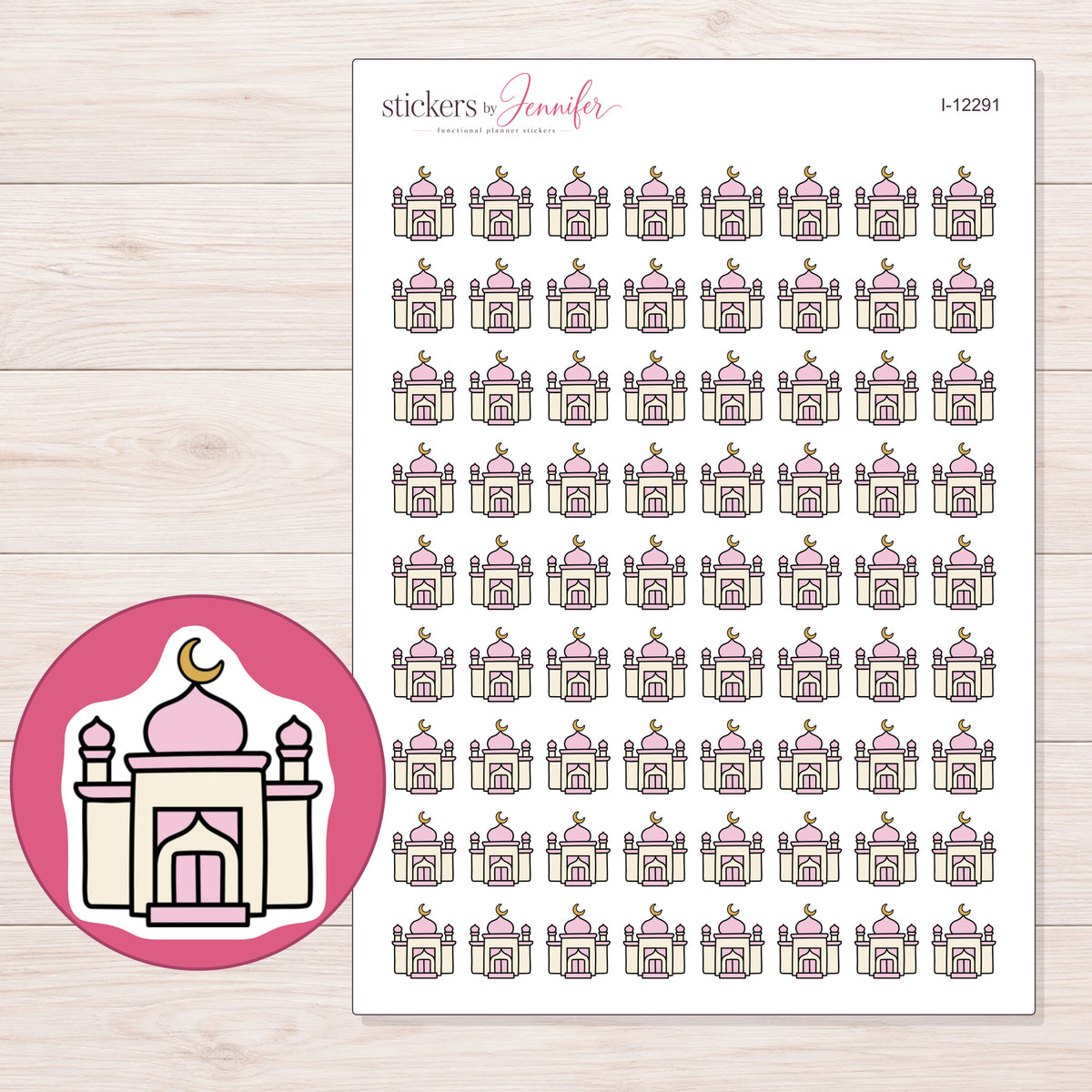 I-12291 planner sticker sheet with enlarged sticker detail