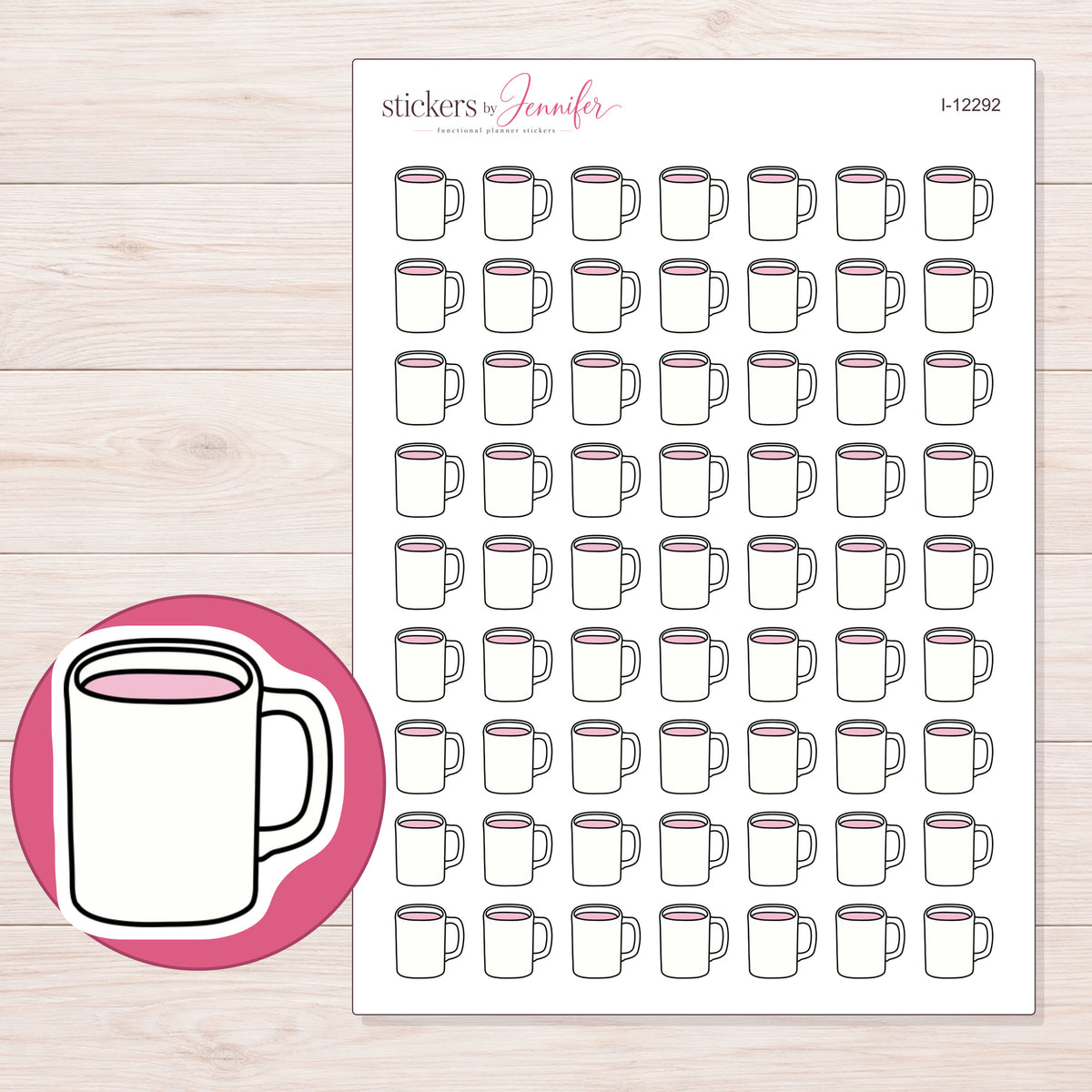I-12292 planner sticker sheet with enlarged sticker detail