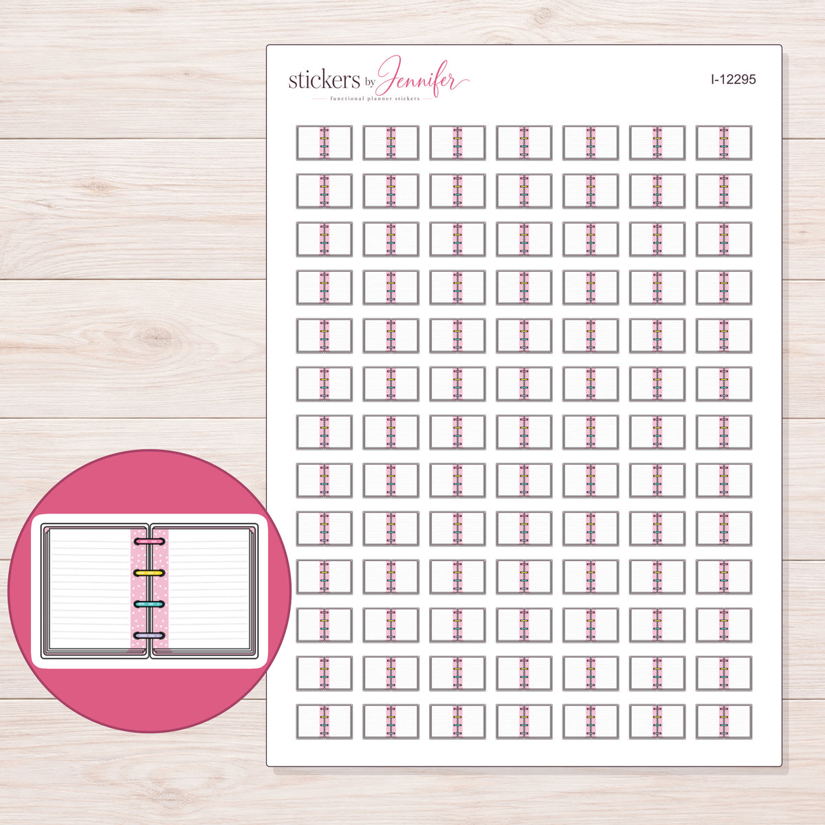 I-12295 planner sticker sheet with enlarged sticker detail