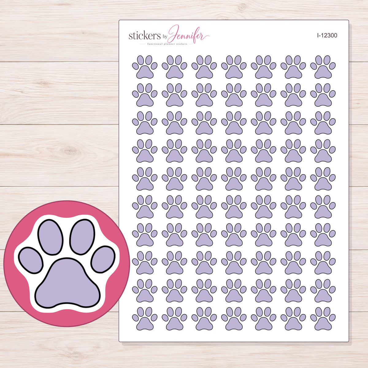 I-12300 planner sticker sheet with enlarged sticker detail