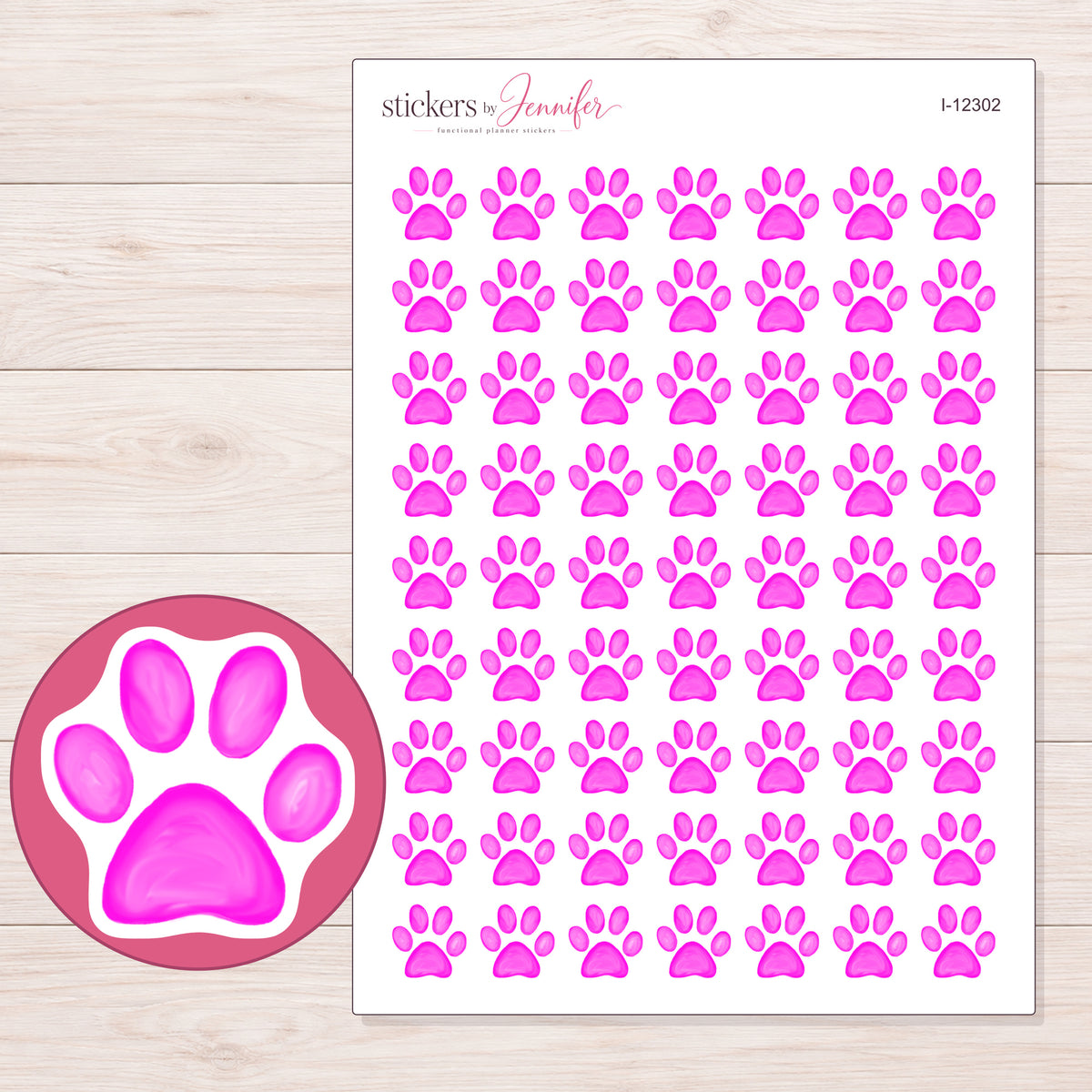 I-12302 planner sticker sheet with enlarged sticker detail