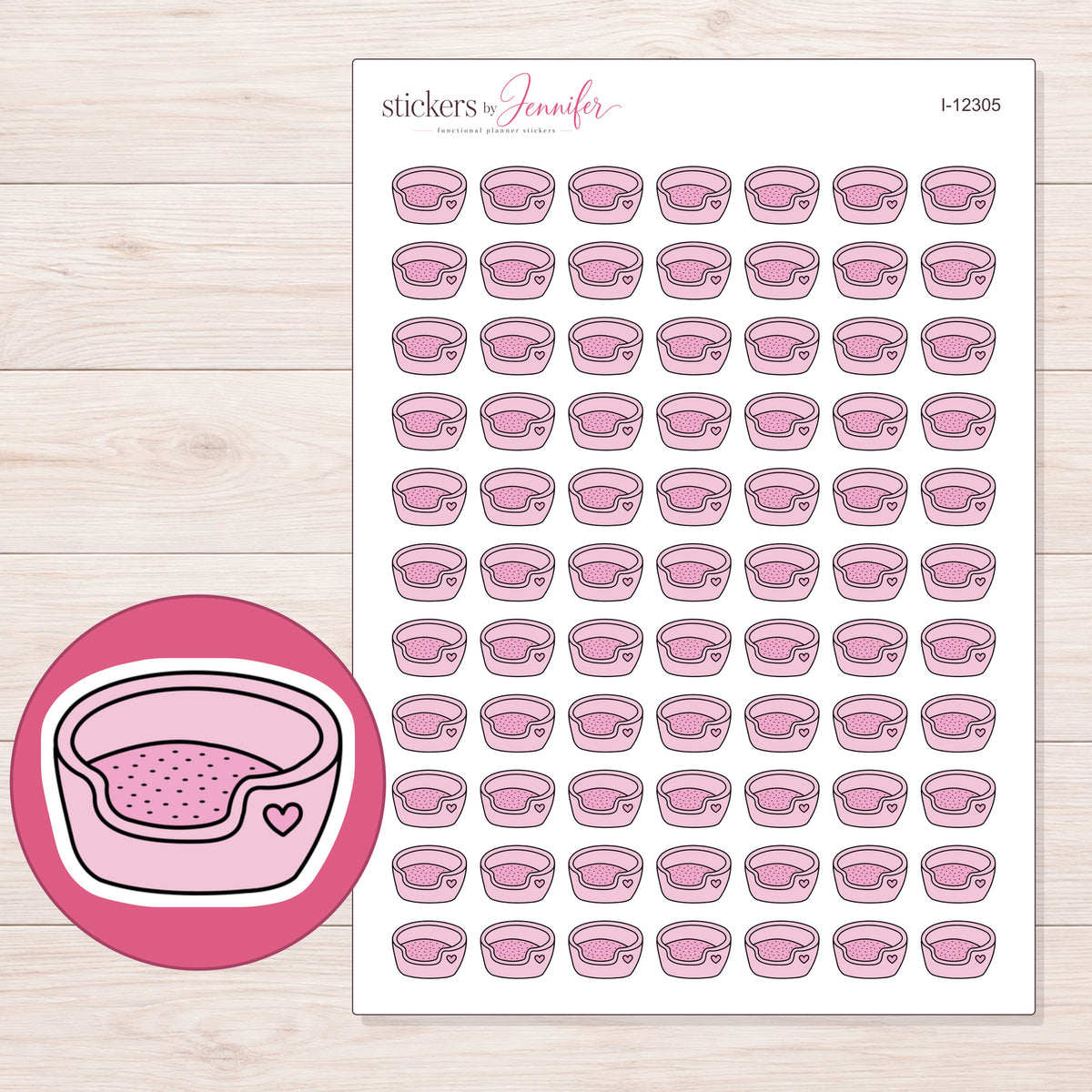 I-12305 planner sticker sheet with enlarged sticker detail