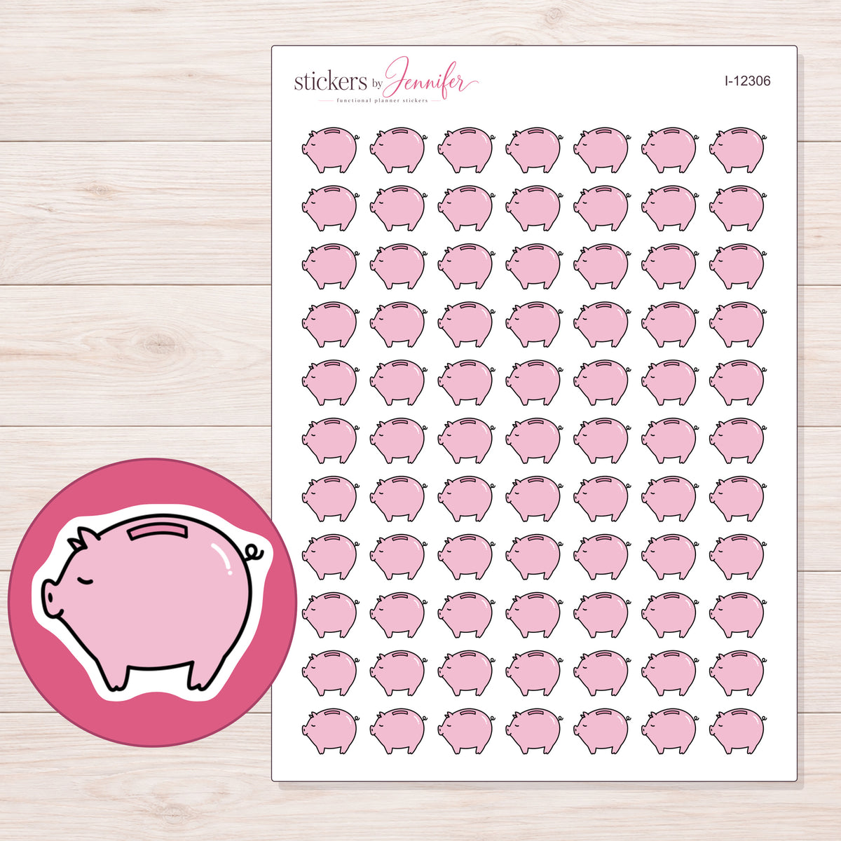 I-12306 planner sticker sheet with enlarged sticker detail