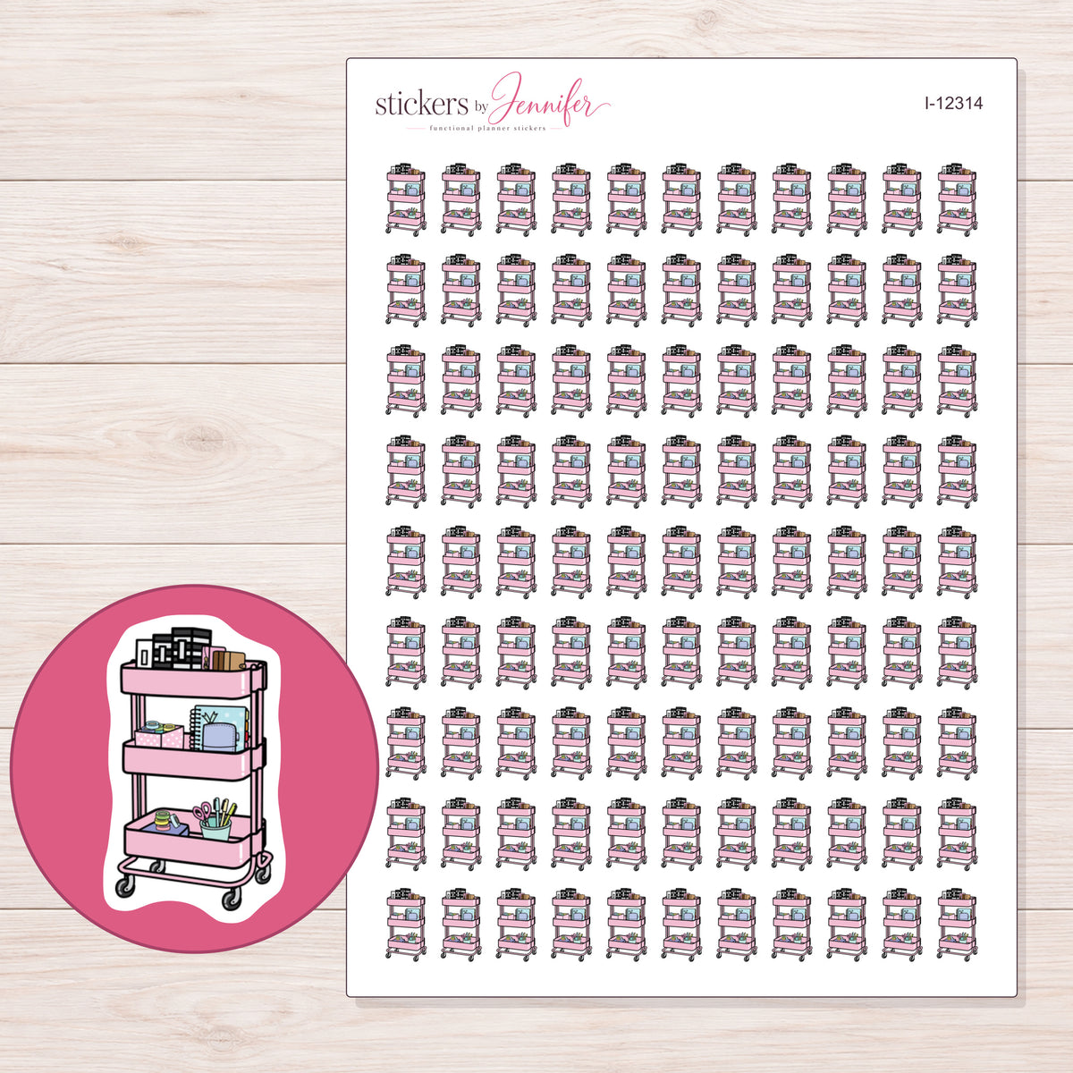 I-12314 planner sticker sheet with enlarged sticker detail
