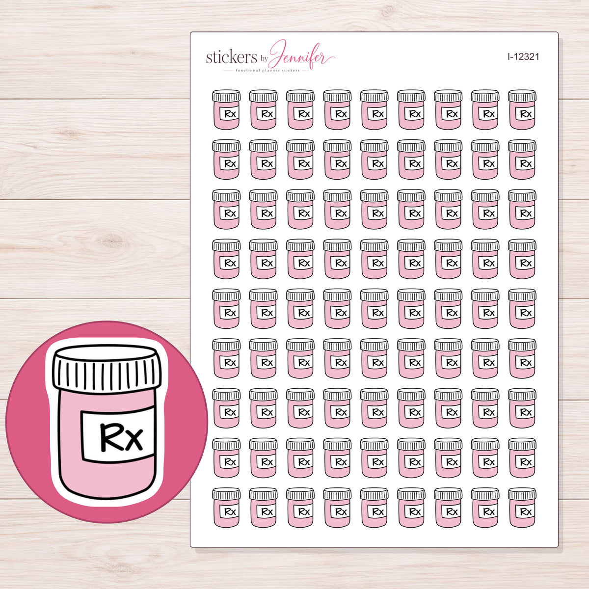 I-12321 planner sticker sheet with enlarged sticker detail