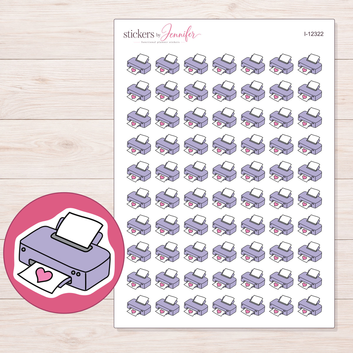 I-12322 planner sticker sheet with enlarged sticker detail
