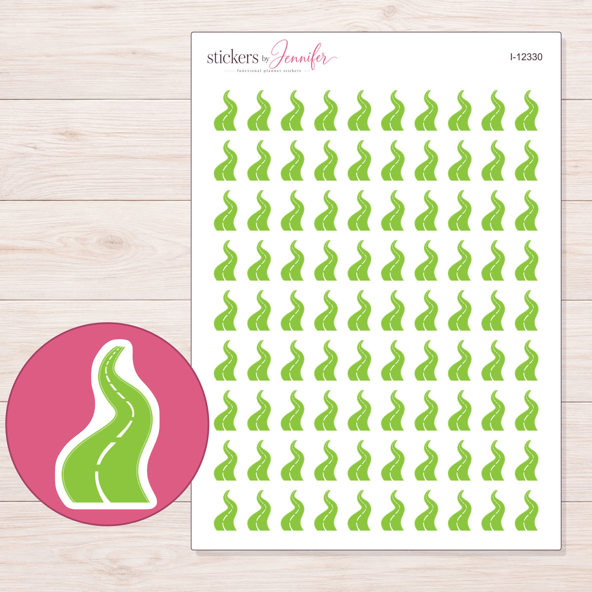 I-12330 planner sticker sheet with enlarged sticker detail