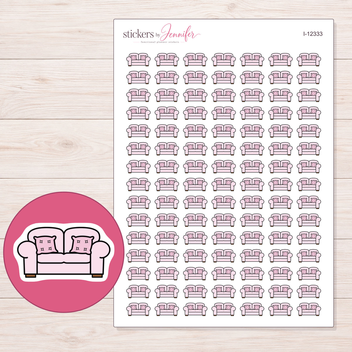 I-12333 planner sticker sheet with enlarged sticker detail