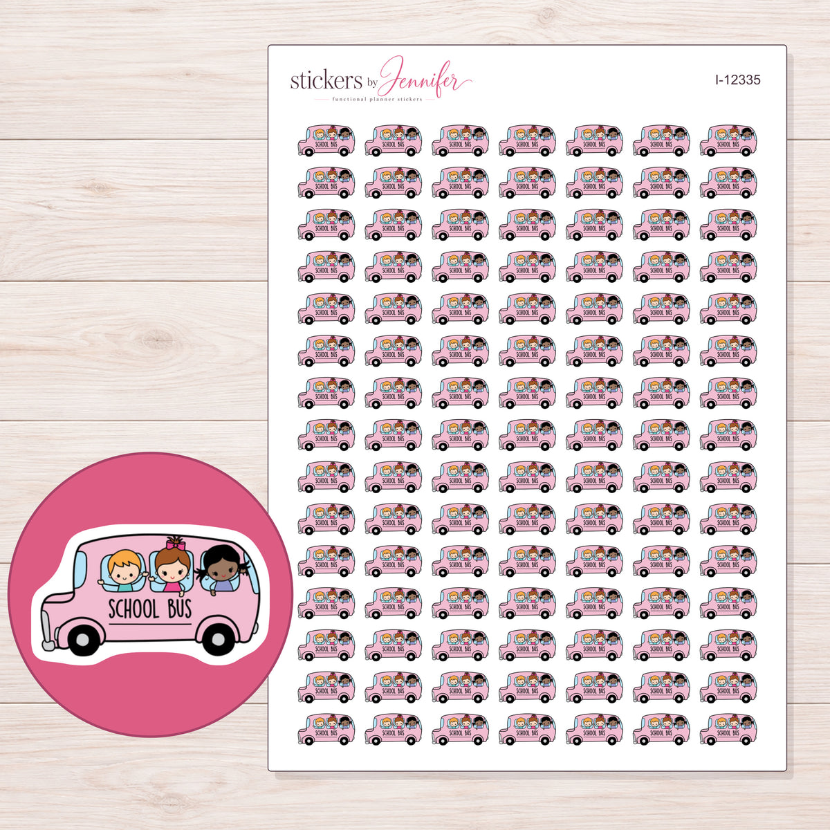I-12335 planner sticker sheet with enlarged sticker detail