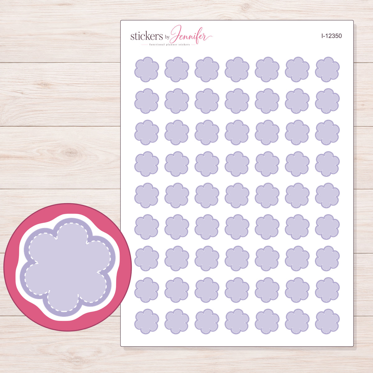 I-12350 planner sticker sheet with enlarged sticker detail