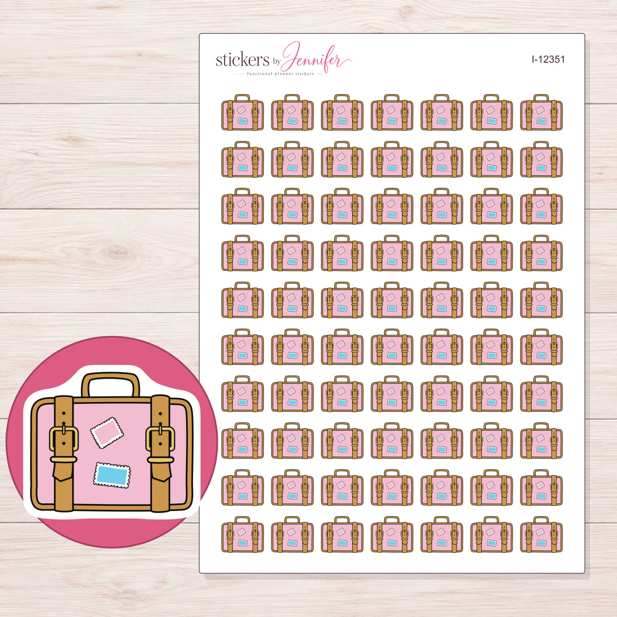 I-12351 planner sticker sheet with enlarged sticker detail