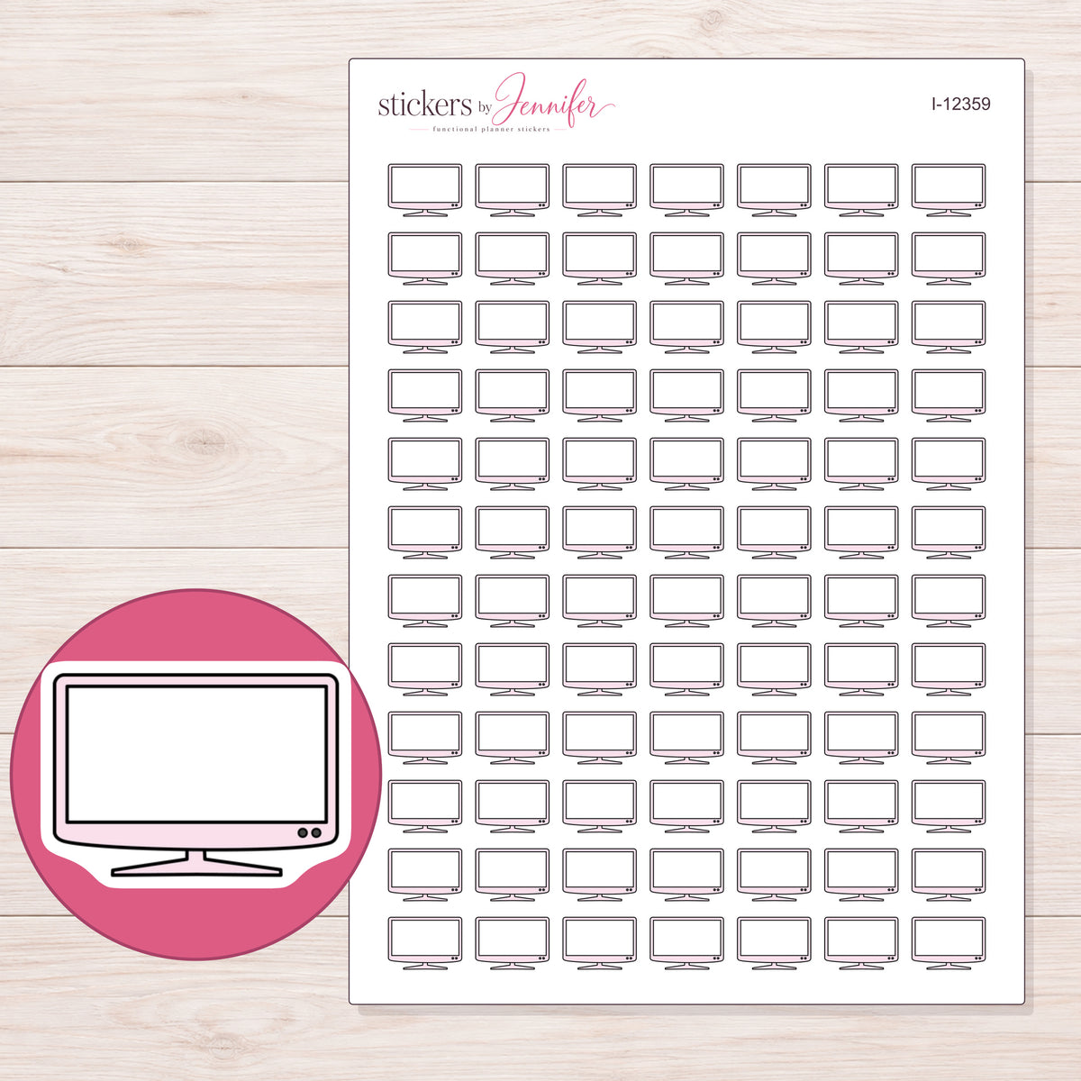 I-12359 planner sticker sheet with enlarged sticker detail