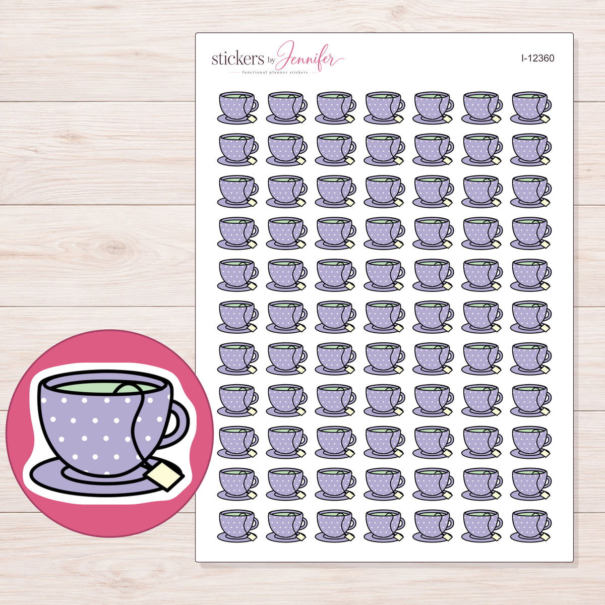 I-12360 planner sticker sheet with enlarged sticker detail