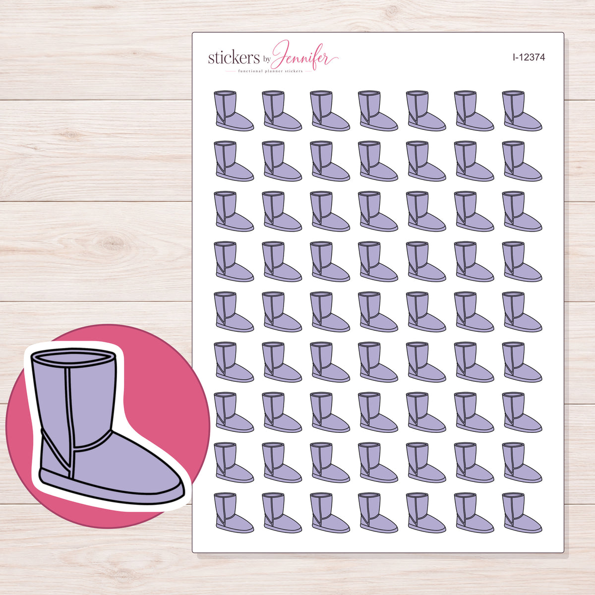 I-12374 planner sticker sheet with enlarged sticker detail