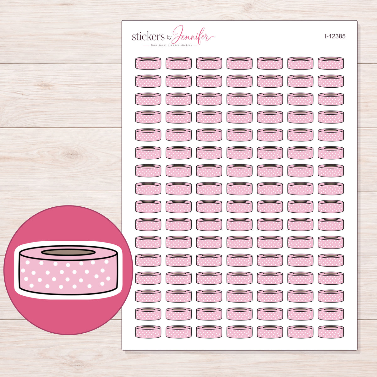 I-12385 planner sticker sheet with enlarged sticker detail