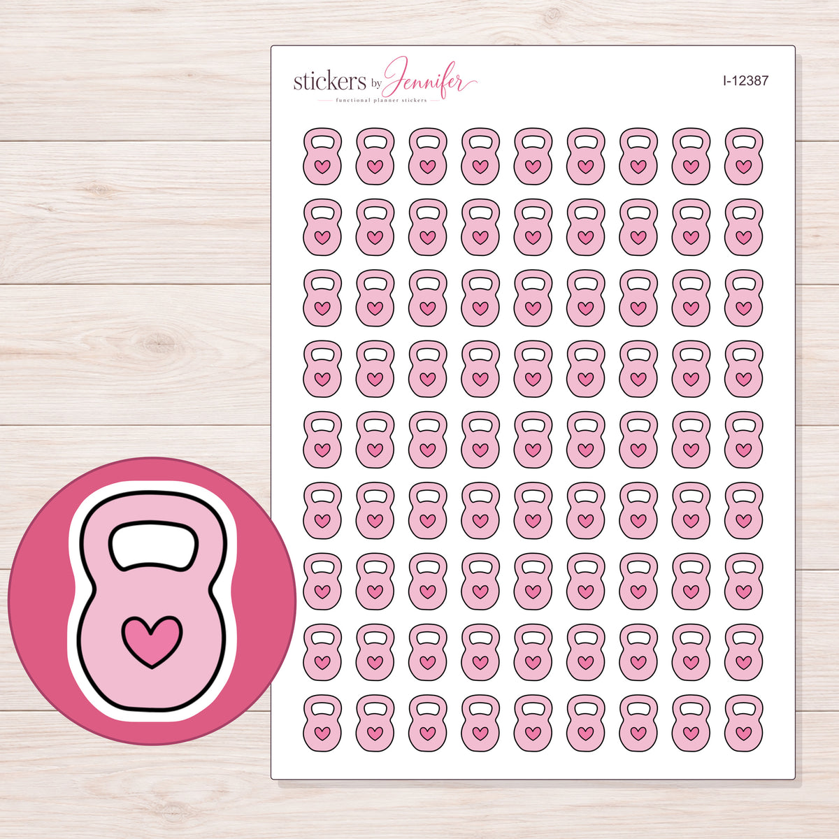 I-12387 planner sticker sheet with enlarged sticker detail