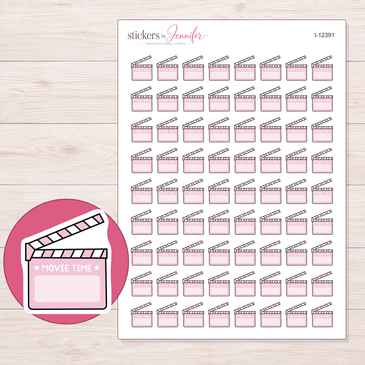 I-12391 planner sticker sheet with enlarged sticker detail
